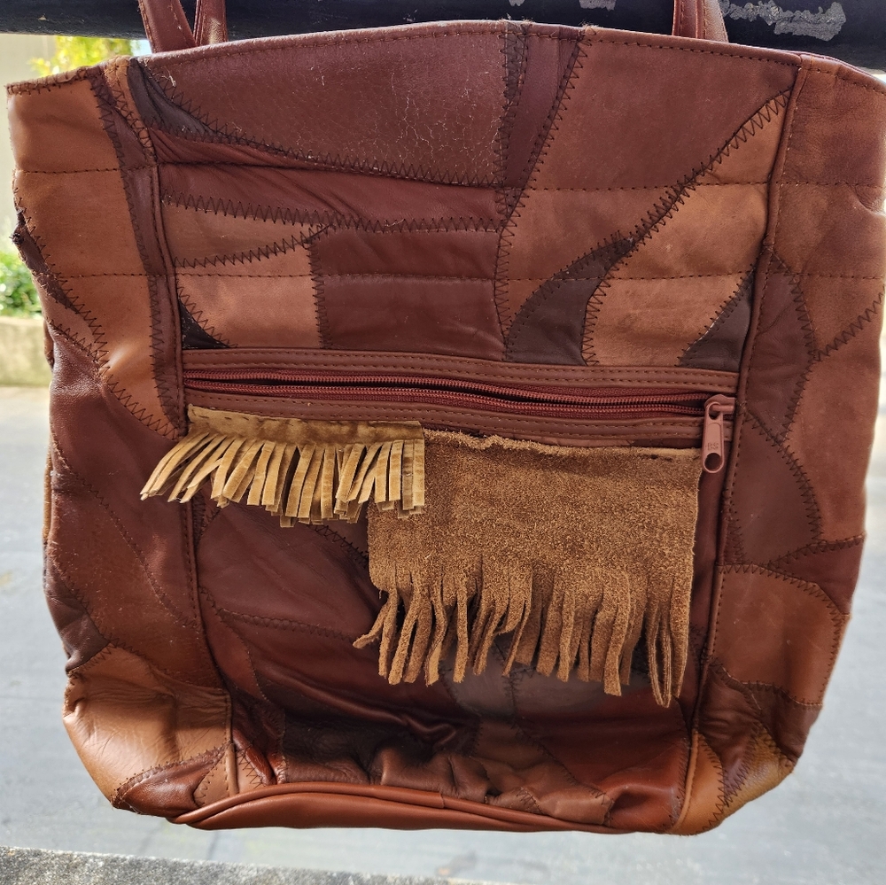 Vintage patchwork leather bag!